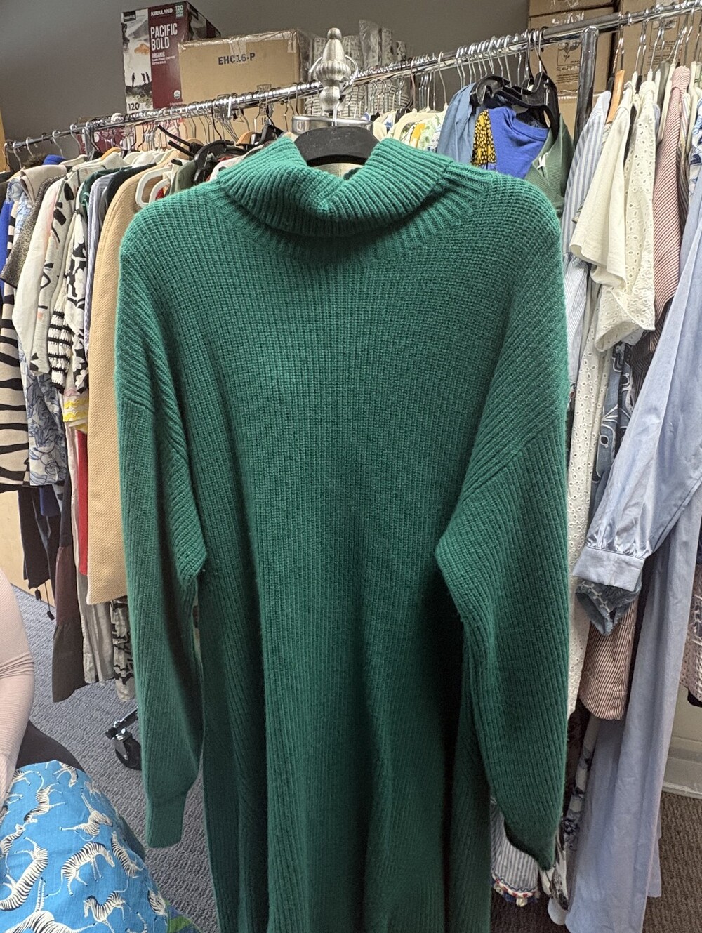 J. Crew Forest Green Ribbed Turtleneck Sweater Dress